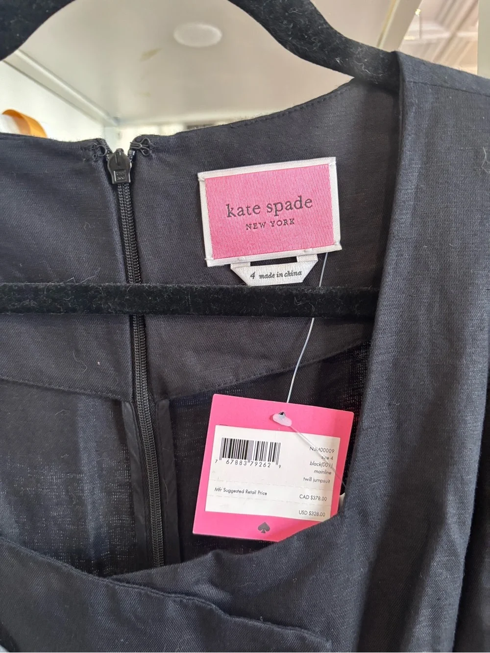 kate spade Black Double-Breasted Puff-Sleeve Jumpsuit